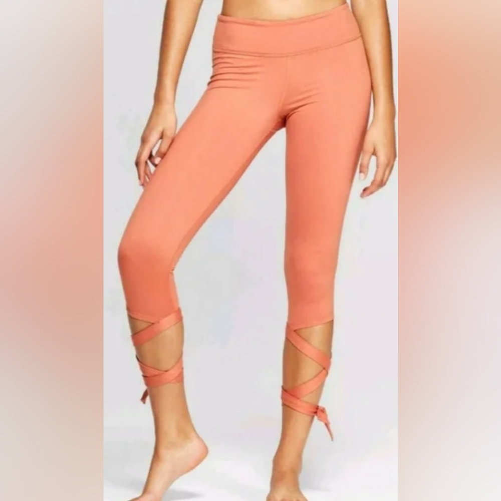 Joy Lab leggings Womem Style Yoga Size Large Color Dusty Peach Side Tie  New